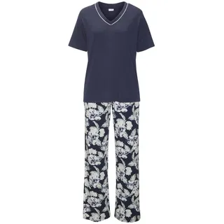 LASCANA Pyjama Blumenmuster Blau 40/42