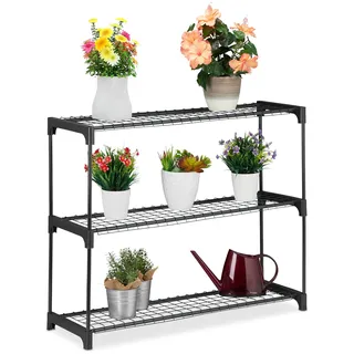 Relaxdays Pflanzenregal 72 x 91 x 28 cm Schwarz