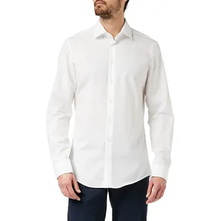 Seidensticker Herren Business Hemd Slim Fit Bügelfrei Kent Langarm Shirt, Weiß, 44