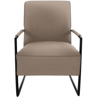 Cocktailsessel K+W KOMFORT & WOHNEN Sessel Gr. Leder Longlife BRONCO, B/H/T: 62 cm x 77 cm x 83 cm, grau (smoke) Clubsessel Cocktailsessel mit bezogenen Armlehnen, Gestell in Metall schwarz Struktur