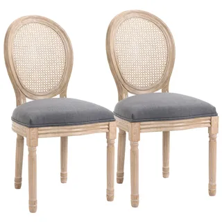 Homcom Küchenstuhl Rattan grau 2er Set