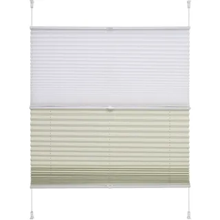 Liedeco® Plissee (Day and Night) verspannt mit Klemmträger / 80 x 130 cm weiß-beige (Breite x Höhe) / lichtdurchlässig und lichtundurchlässig Blickdicht stufenlos verstellbar in einem Doppelplissee
