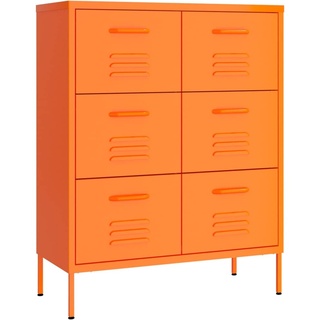 vidaXL Schubladenschrank mit 6 Schubladen Sideboard Kommode Anrichte Schrank Beistellschrank Mehrzweckschrank Orange 80x35x101,5cm Stahl