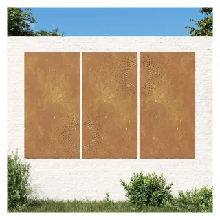 vidaXL 3-tlg. Garten-Wanddeko 105x55 cm Cortenstahl Sonnen-Design