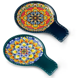 vancasso Kochlöffelhalter 2tlg Porzellan Set, Kochlöffelablage für Kochlöffel und Pfannenwender, (Set, 2-tlg) grün