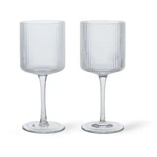 Ferm Living - Ripple Weißweinglas, klar (2er-Set)