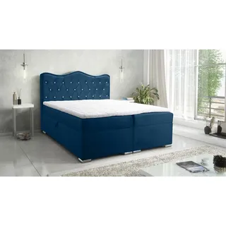 Boxspringbett Schlafzimmerbett SULTAN New in Stoff Velvet X Dunkelblau 220x200cm - Dunkelblau