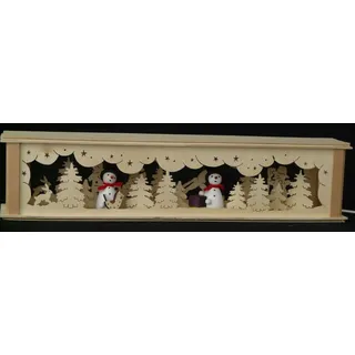Schwibbogenerhöhungen beleuchtet mit Schneemänner ( Farbig) B x H= 52x10cm NEU