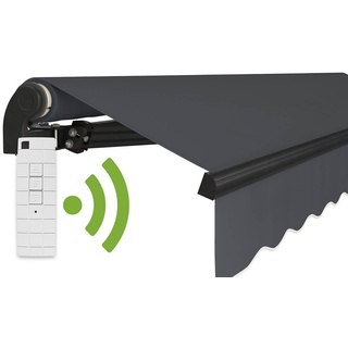empasa Gelenkarmmarkise "START PLUS" elektrische Markise mit Fernbedienung & Handkurbel grau 350 cm x 250 cm