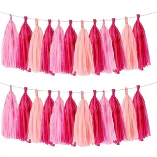 40 Stück Quasten Girlande Rosa Pink Tissue Papier Hängedeko