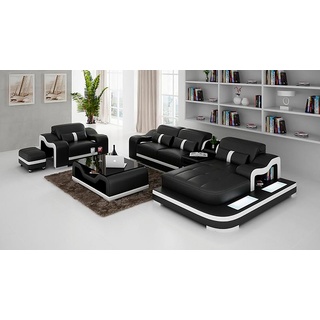 JVmoebel Ecksofa, Set Couch Polster Eck Garnitur + Sessel Wohnlandschaft L Form schwarz|weiß