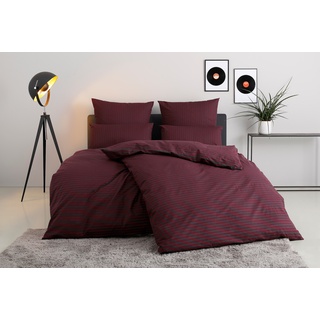 Bettwäsche »Jassen in Gr. 135x200 oder 155x220 cm«, (2 tlg.), moderne Bettwäsche aus Baumwolle, Bettwäsche mit Streifen-Design, 26981337-0 bordeaux-anthrazit B/L: 135 cm x 200 cm (1 St.)