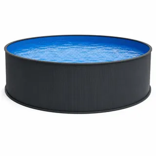 poolomio Stahlwandpool rund Ø 550 x 120 cm anthrazit 26.000 l Aufstellpool