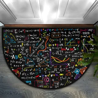 Fußmatte mit mathematischer Formel, halbrund, rutschfeste Gummirückseite, strapazierfähig und langlebig, für den Innen- und Außenbereich, Eingangsbereich, Schmutzfangmatte