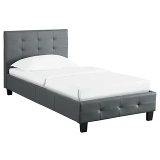 CARO-Möbel Polsterbett Liverpool Bettgestell 90 x 200 cm Einzelbett Designbett inklusive Lattenrost grau