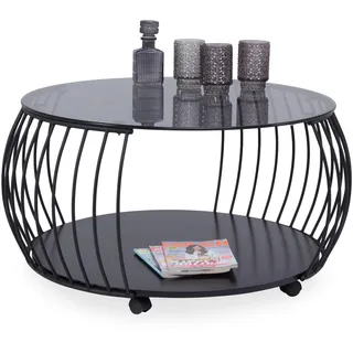 M2 Kollektion Couchtisch Shanghai Schwarz Glas Ø 60 cm