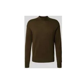 Strickpullover mit gerippten Abschlüssen, Dunkelbraun, S
