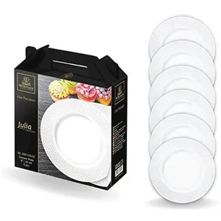 Famanu Set von 6 weißen Porzellan-Etageren Ø 20 cm - Spülmaschinenfest - Ideal für Frühstück und Kuchen