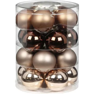 Weihnachtskugeln Glas 6cm, 20 Stück, Farbe:Elegant Lounge ( schokolade braun ) - Braun