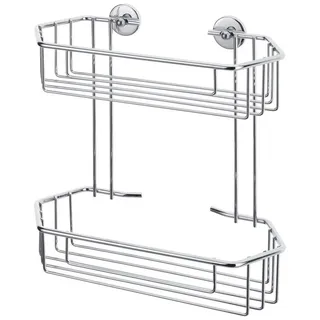tesa Duschablage 1x tesa baath Plus Duschkorb doppelt, Komplett-Set 2-tlg., chrom 12,5 cm : 27 cm : 27,8 cm silberfarben