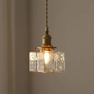 Jadssox Quadratische Flaschenform Pendelleuchte Kücheninsel Leuchte Moderner Hängelampenschirm aus gehämmertem Glas E27 Drop Deckenleuchten für Esszimmer Café Bar Schlafzimmer