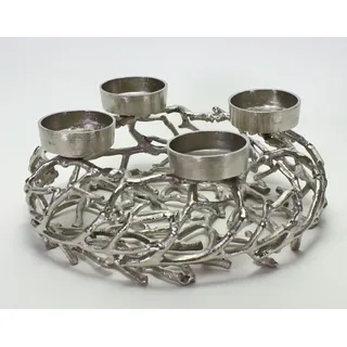 Adventskranz Ast Alu silber, groß, edel (V39175) Adventsdeko Weihnachtsdeko