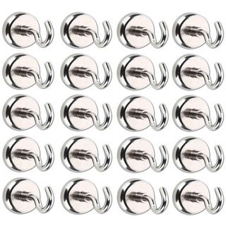 Magnet Haken,Magnete mit Haken, Magnethaken,Super Starker Neodym Magnetischer Haken Einsatzbereich Küche Badezimmer Schlafzimmer Garage Schließfächer Büro Kühlschrankmagnet Schlüsselhalter (20 Stück)