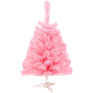 Bullpiano Tisch-Weihnachtsbaum, 45 cm Höhe, künstliche rosa Weihnachts-Kiefern mit Kunststoffständer, Tischdekoration, Weihnachts-Partyzubehör, Weihnachtsdekoration