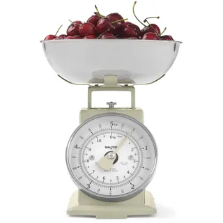 Salter SA00562CFEU12 zeitlose mechanische Küchenwaage – 5 kg Kapazität, 1 Liter spülmaschinenfeste Schüssel, Backwaage, klassisches Design, leicht lesbares großes Zifferblatt, 22 cm Höhe, Crème