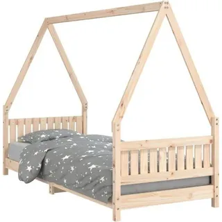 Famanu Kinderbett 80x200 cm Halbhochbett mit Schreibtisch - Kiefernholz