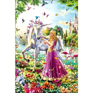 Cbofeixg 5D Diamond Art Painting Kits Full Drill, DIY Diamond Painting Rhinestone Arts and Crafts Canvas Pictures Paint by Numbers for Adults Children Home Wall Decorations - Princess White Horse