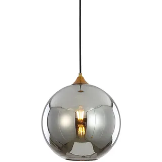 HJXDtech Einflammig 20cm Glaskugel Pendelleuchte, Industrielle Vintage E27 Loft Bar Hängelampe für Wohnzimmer, Schlafzimmer, Esszimmer - Verchromtes Silbergraues