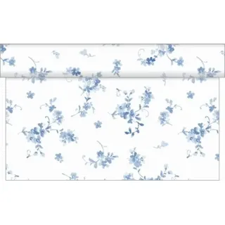sovie HOME Tischläufer Bonnie, Blau Linclass® Airlaid, 40 cm x 4,80 m, 1 Stück, - Blumen Frühling zierlich