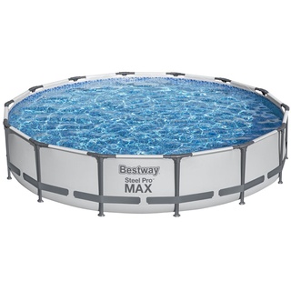 Bestway® Steel Pro MAXTM Frame Pool Set mit Filterpumpe Ø 427 x 84 cm, lichtgrau, rund