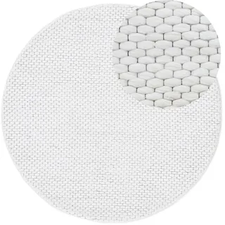 carpetfine Sina Wollteppich Ø 80 cm Beige/Weiß