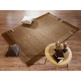 Wollteppich OCI DIE TEPPICHMARKE "Sensation Lakir" Gr. 31, braun, B:140cm H:6mm L:200cm, Seide, Wolle, Teppiche, handgeknüpft, Nepal, reine Wolle, Wohnzimmer