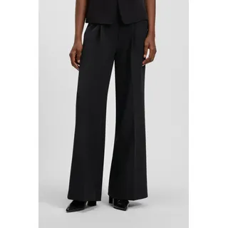Anzughose BOSS ORANGE "Tiwi Premium Damenmode", Damen, Gr. 40, N-Gr, schwarz (schwarz 001), Web, Obermaterial: 87% Polyester, 13% Elasthan, unifarben, normal, Hosen Anzughose, Wide Leg mit Bügelfalte
