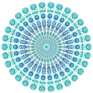 Miracle Home Mandala/Pareo Multi 305, 100% Baumwolle, Türkis, 180 RD
