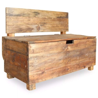 Festnight Holz Aufbewahrungsbank mit Lehne, 2-Sitzer Retro Sitztruhe Holzbank Sitzbank mit Stauraum, Schlafzimmer Essbank Holz Gartenbank Parkbank 86 x 40 x 60 cm