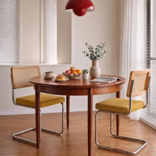SoarTalent Esszimmerstühle Set aus 2 mit Rattan-Rücken, Modernes Breuer-Design mit Stahlgestell und Veloursbezug für Esszimmer, Kücheninsel (Gold)