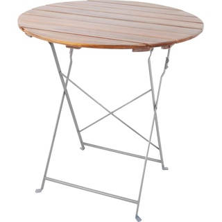 Inda-Exclusiv, Gartentisch + Balkontisch, Biergarten Klapptisch Tisch Gartentisch Stehtisch klappbar Akazie aus Stahl Ø80cm (80 cm)
