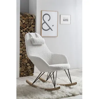Schaukelsessel SALESFEVER Sessel Gr. Polyester, Wippfunktion, B/H/T: 67 cm x 107 cm x 105 cm, weiß Schaukelsessel mit Bezug in Teddyfell-Optik