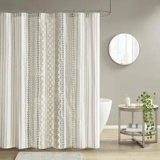 Famanu Duschvorhang 183 x 183 cm – Baumwolle mit Chenille-Akzenten