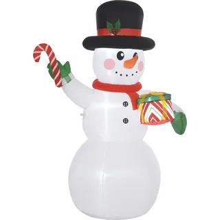 Outsunny Aufblasbar Weihnachtsdeko, 1,8 m Schneemann mit LED-Beleuchtung, Gartendeko, Selbstaufblasende Weihnachtsbeleuchtung für Innen- und Außenbereich   Aosom