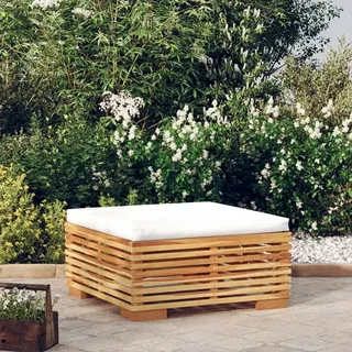 Gartenhocker Mit Creme Kissen Massivholz Teak
