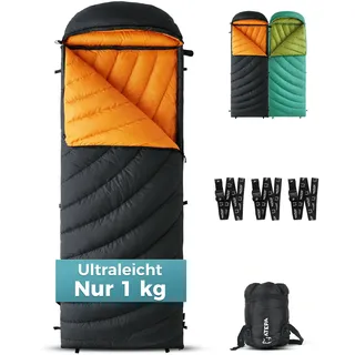 ATEPA 3-in-1 Hybrid Daunenschlafsack, Ultraleicht 3 Jahreszeiten Schlafsack mit 650FP RDS Daune & GRS Recycelten Materialien, mit Isomatten-Befestigung & Kompressionssack, Komfort 7°C/Limit 2°C