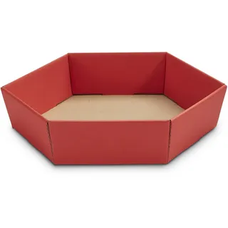 5 x PresentFill® Geschenkkorb leer - Präsentkorb Pappe sechseckig klein Rubin Rot - aus Recycling Kraftkarton - Made in Germany - für Weihnachten - Hochzeit - Geschenke