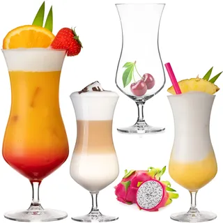 PLATINUX Große Cocktailgläser 400ml aus Crystalline Glas Set 4 Stück Longdrinkgläser Eiskaffeegläser Hurricane Gläser