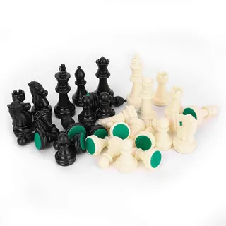 Keenso Schachfiguren-Set, Schachfiguren-Set aus Kunststoff Internationales Schachspiel Komplettes Schachfiguren-Set mit Fusselpolster Schwarz & Weiß
