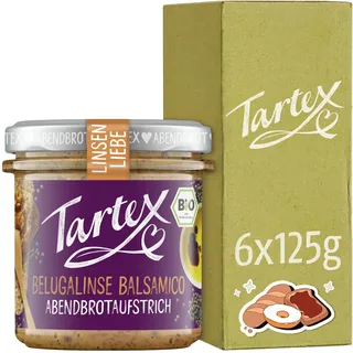Tartex Belugalinse Balsamico | Bio veganer Brotaufstrich | 6 Gläser | Herzhaft mit Belugalinsen | vegan | lecker aufs Brot oder als Dip | 6er Vorteilspack, 810g